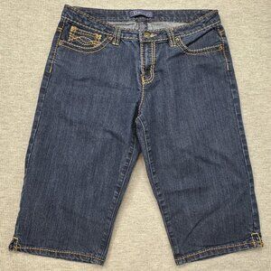 Baccini Womens Denim Capri Jean Size 14 Blue 5 Pocket Mid Rise Dual-Color